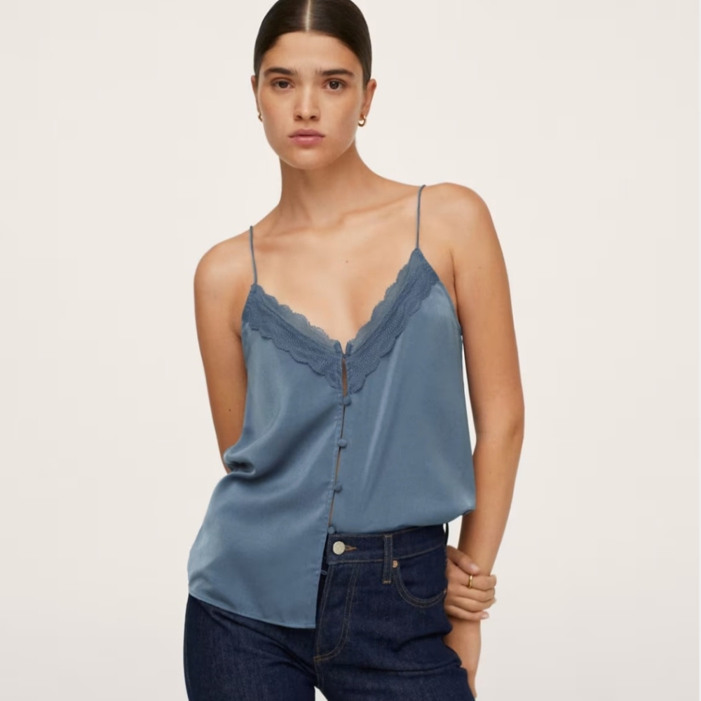 MANGO Satin Button Cami